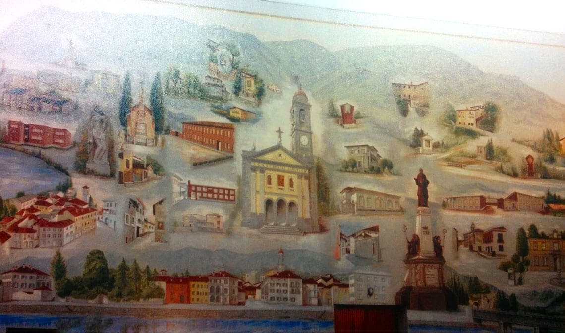 Murales di Giovanni Caseri raffigurante il paese di Olginate